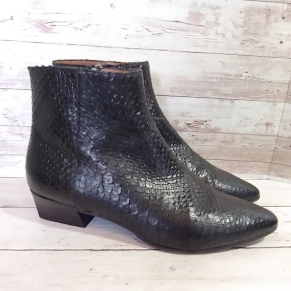Aquatalia Black Snakeskin Ankle Boots - Picture 1 of 12